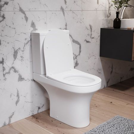 Унитаз напольный с бачком Damixa Skyline DX35C8600SC белый с сиденьем микролифт безободковый каскадный смыв