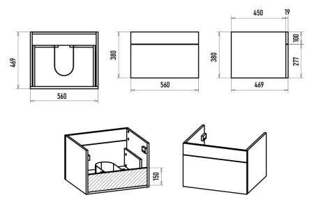 Тумба под раковину Brevita Enfida ENF-09060-011Я 60х50 подвесная цвет белый