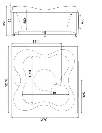 Ванна акриловая гидромассажная Gemy G9089 O L 185х185 пристенная квадратная с каркасом