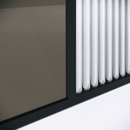 Душевая перегородка Niagara Nova NG-481-10FBLACK 100х200 стекло рифленое/тонированное профиль черный