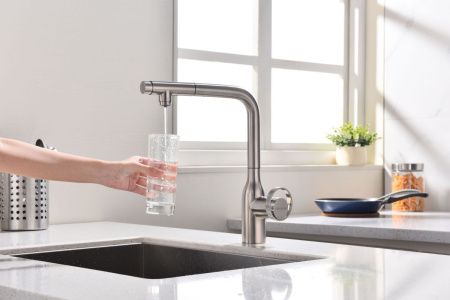 Смеситель для кухни Paulmark URBAN Ur213104-BS на мойку никель