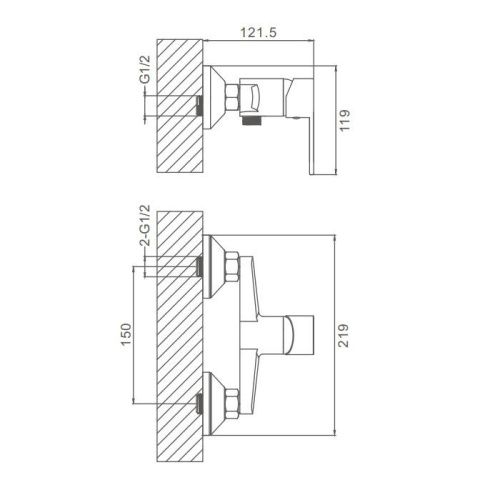 Смеситель для ванны и душа ProHanss P64.20 настенный хром - фото 3