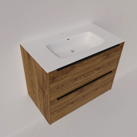 Тумба с раковиной La Fenice TESORO NFNC-01-TES-DKK-80-2-3-80 80х50 подвесная цвет коричневый