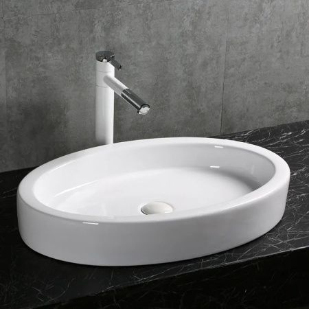 Раковина из сантехнического фарфора Cerutti SPA CR7045 60х40 накладная цвет белый без отверстий под смеситель