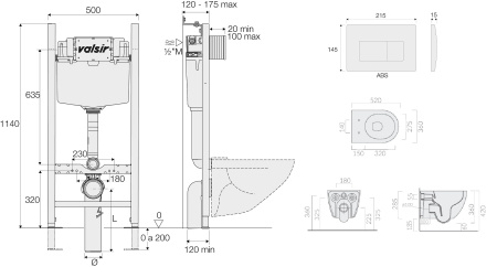 Комплект унитаз с инсталляцией Valsir KIT VSBM 7334 Std P1