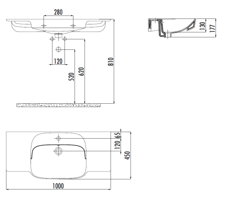 Раковина из сантехнического фарфора Creavit SY100-00SM00E-0000 100х50 накладная цвет черный
