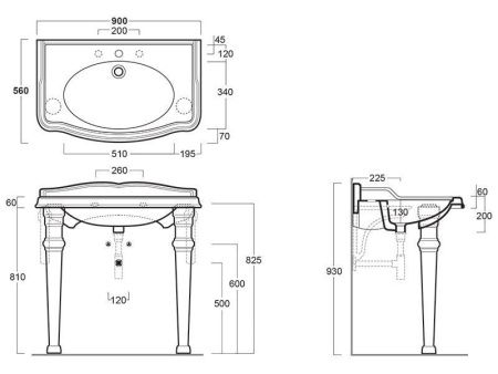 Раковина из сантехнического фаянса Simas AR 864 bia 1 hole 90х60 подвесная цвет белый