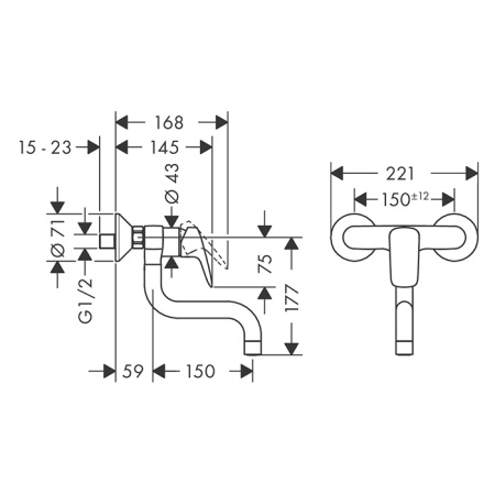 Смеситель для кухни Hansgrohe Logis 71836000 настенный хром
