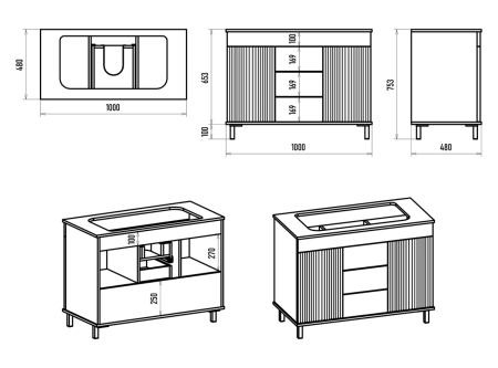 Тумба под раковину Brevita Enfida ENF-06100-0343Я 100х50 напольная цвет бежевый