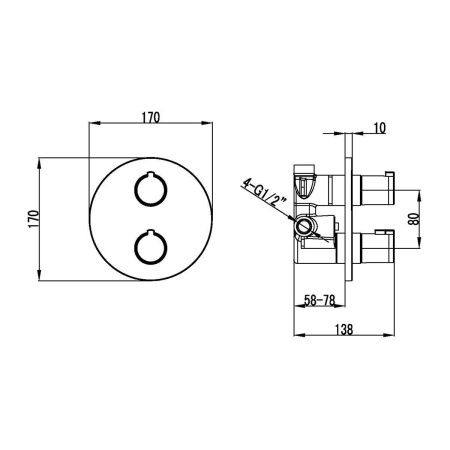 Смеситель для ванны и душа LeMark Yeti LM7827C встраиваемый в стену хром с термостатом