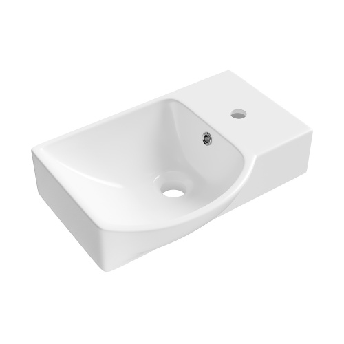 Раковина из сантехнического фарфора Wellsee WC Area 151807000 45х32 накладная цвет белый глянцевый 1 отверстие под смеситель - фото 2