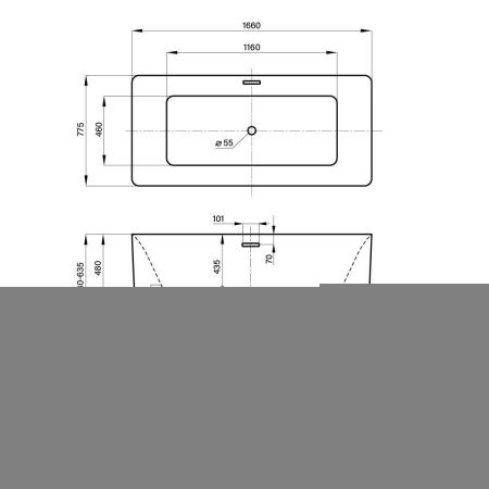 Ванна акриловая Wellsee FR.Euphoria 230101001 170х80 отдельностоящая прямоугольная с ножками