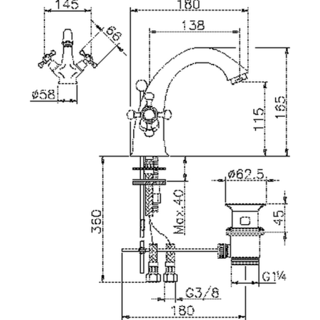 Смеситель Cisal Victorian VT00051021 на раковину хром