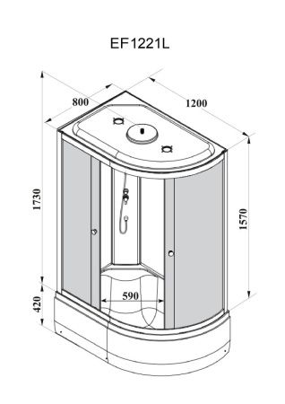 Душевая кабина Parly Effect EF1221L 120х80 асимметричная с крышей ориентация левая