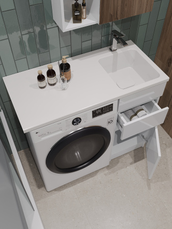 Раковина из искусственного камня Orange Sistema ST-100RAR 100х48 над стиральной машиной цвет белый