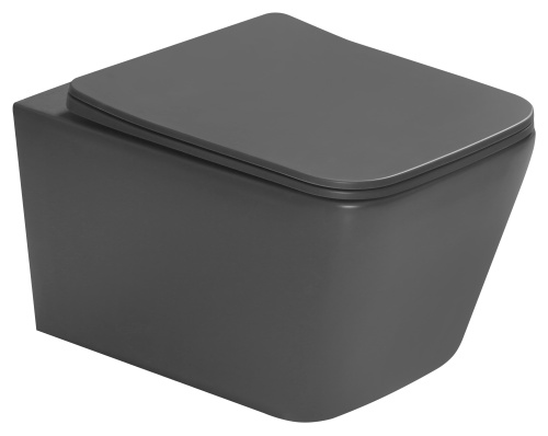 Унитаз подвесной SantiLine SL-5007DG цвет темно-серый матовый с сиденьем микролифт безободковый смыв воронка-водоворот - фото 5