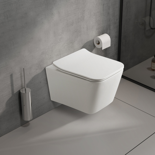 Унитаз подвесной WesnaArt Kubus 215-KUB13 белый с сиденьем микролифт безободковый смыв торнадо - фото 3