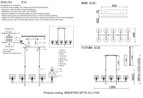Люстра на штанге Crystal Lux Maestro (Маестро) MAESTRO SP-PL10 L1100 GOLD - фото 2