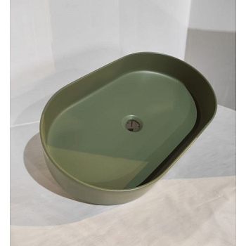 Раковина керамическая White Ceramic Blade W0527VA 60х36 накладная цвет зеленый матовый