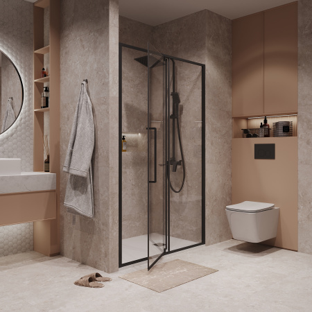 Душевая дверь Niagara Nova NG-85-11AB 110х195 стекло прозрачное профиль черный матовый