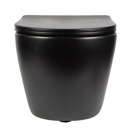 Унитаз подвесной Bond Oval F01-108 черный с сиденьем микролифт безободковый душевой смыв