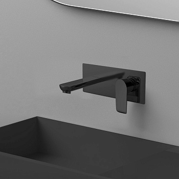 Смеситель Vincea Esse VBFW-1E1MB настенный черный без термостата