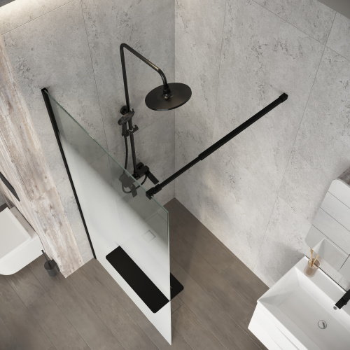 Душевая перегородка Niagara Nova NG-582-90BLACK 90х200 стекло матовое профиль черный матовый - фото 5