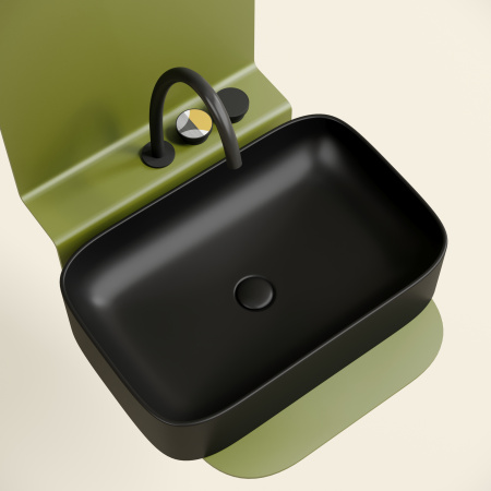 Раковина из сантехнического фарфора Ceramica Nova ELEMENT CN6053MB 61х38 накладная цвет черный матовый без отверстий под смеситель