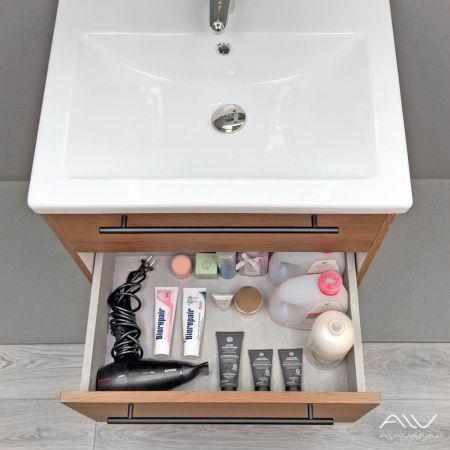 Тумба с раковиной Alavann Rondo ALV1168000 60х50 подвесная цвет коричневый