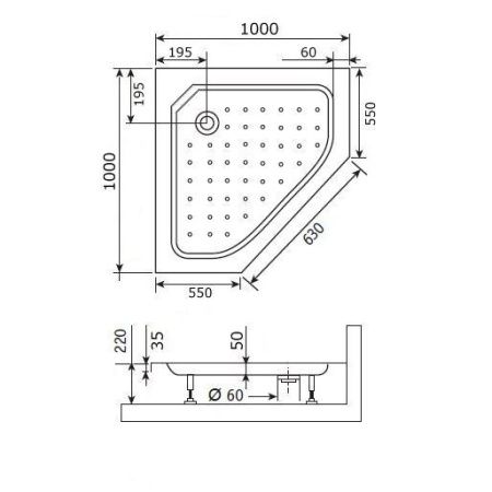 Душевой поддон акриловый RGW Acryl 16180500-11 100х100 белый