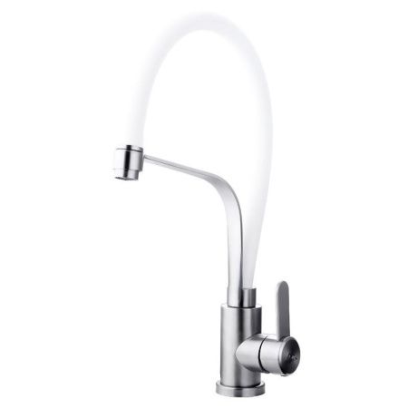 Смеситель для кухни Fashun A54012-8 на мойку белый/сатин