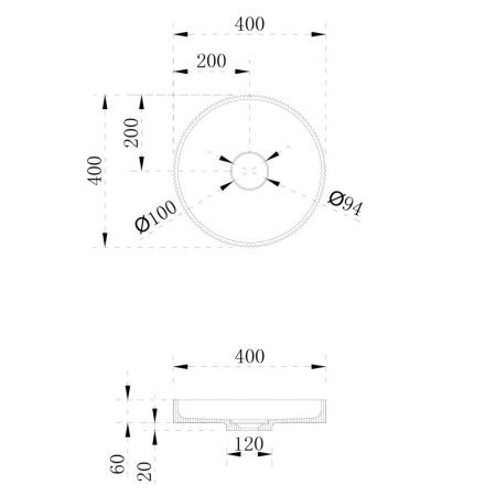 Раковина из искусственного камня Abber STEIN AS2604 40х40 накладная цвет белый без отверстий под смеситель