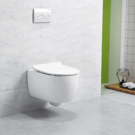 Унитаз подвесной Art&Max Bologna AM211CHR/AM211SC белый с сиденьем микролифт каскадный смыв