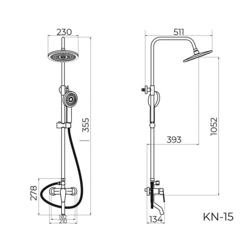 Душевая стойка Knotlor KN-15 настенная цвет хром - фото 3