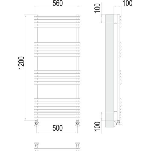 Полотенцесушитель водяной Terminus 4670078530561 55х120 хром - фото 3