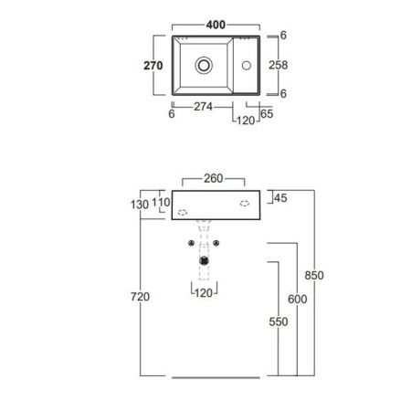 Раковина из сантехнического фаянса Simas Agile AG40 bi*1 40х30 подвесная цвет белый 1 отверстие под смеситель