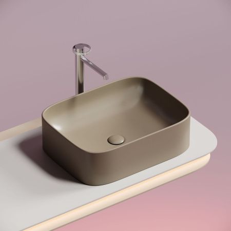 Раковина из сантехнического фарфора Ceramica Nova ELEMENT CN6052MC 50х40 накладная цвет коричневый без отверстий под смеситель