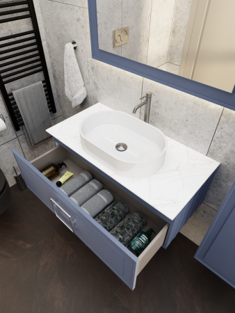 Тумба со столешницей La Fenice CUBO NFNC-01-CUB-BG-100-1-GG 100х50 подвесная цвет синий