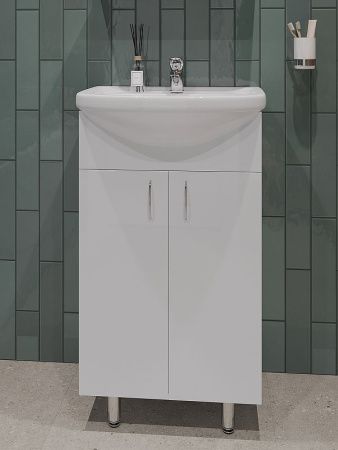 Тумба с раковиной Orange Лайт LA-50TUW+RA 50х40 напольная цвет белый