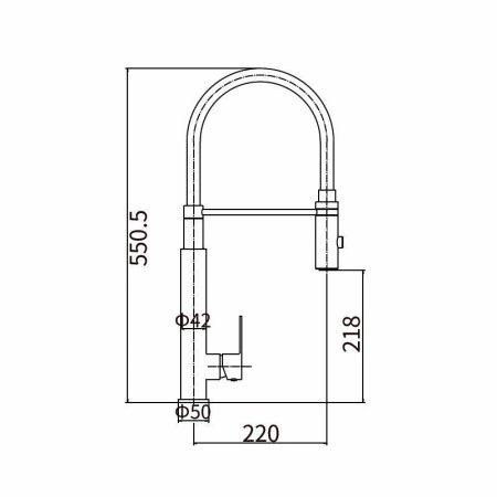 Смеситель для кухни Fashun A54102-12 на мойку серый/сатин