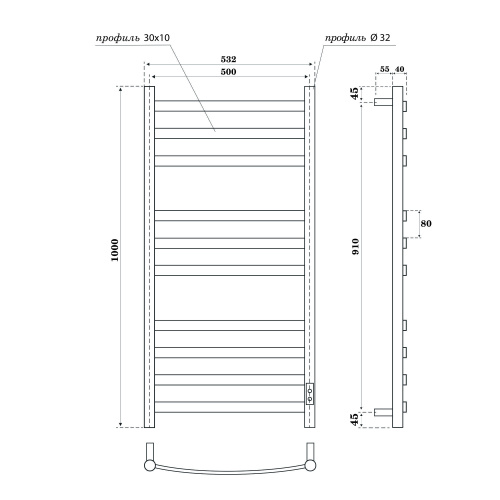 Полотенцесушитель Point Антея PN17850W электрический белый - фото 2