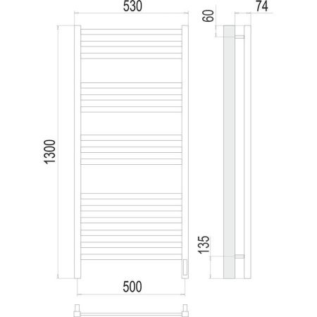 Полотенцесушитель электрический Terminus 4670078526953 55х130 хром