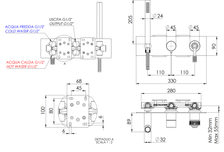 Смеситель для душа Remer Atelier AL97D3DO встраиваемый в стену золото