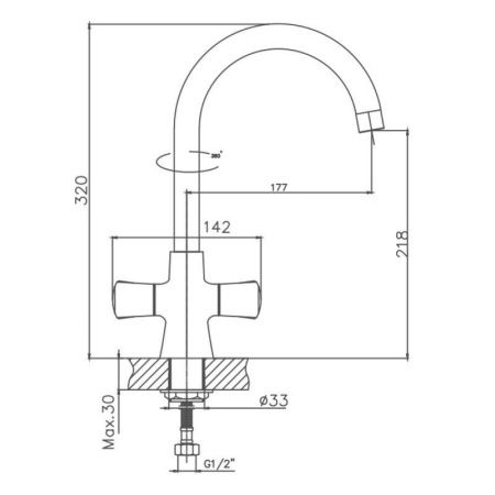 Смеситель для кухни Cron CN70866 на мойку хром
