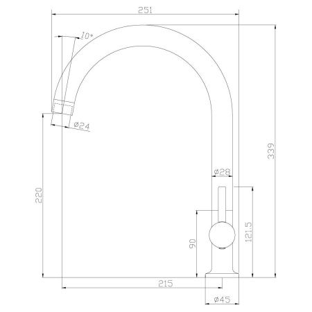 Смеситель для кухни Rossinka X X25-23U на мойку хром