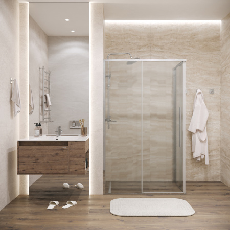 Боковая стенка Grossman Galaxy 200.K33.01.100.10.02 100x195 стекло шиншилла профиль хром