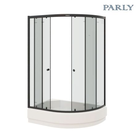 Душевой уголок Parly ZEM1201ВL 120х80 стекло прозрачное профиль черный с поддоном