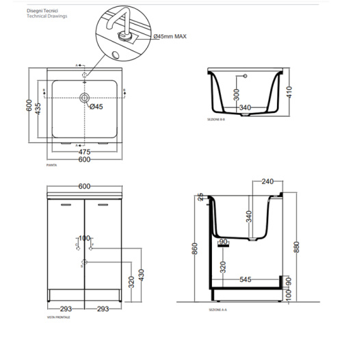 Тумба с раковиной Kerasan Aquadom 9165k3*1 60х60х86 - фото 2