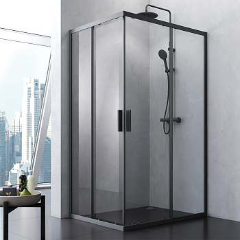 Душевой уголок Am.Pm Gem S W93G-404-120290-BT 90х120 стекло прозрачное профиль черный матовый без поддона