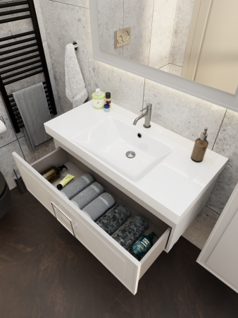 Тумба с раковиной La Fenice CUBO NFNC-01-CUB-C-100-1-100 100х50 подвесная цвет бежевый